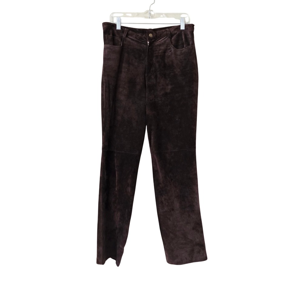 Rafaella Sport Brown Genuine Leather Suede Straight Leg Pants Women Size 10